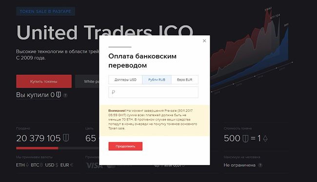 How to participate in the United Traders ICO? Step 3: Pay for the purchase of ico tokens