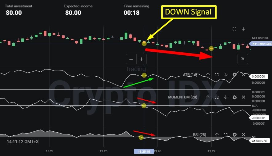 Trading signals on the system of binary options