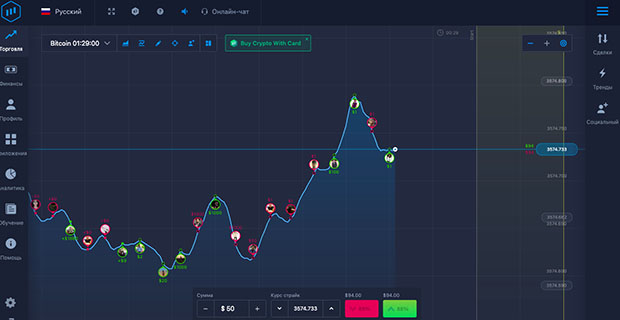 ExpertOption terminal for binary options trading