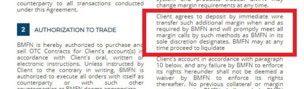 BMFN margin requirements