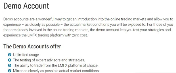 LMFX demo account