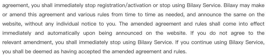 Bilaxy User Agreement