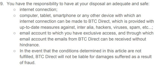 btcdirect.eu responsibility