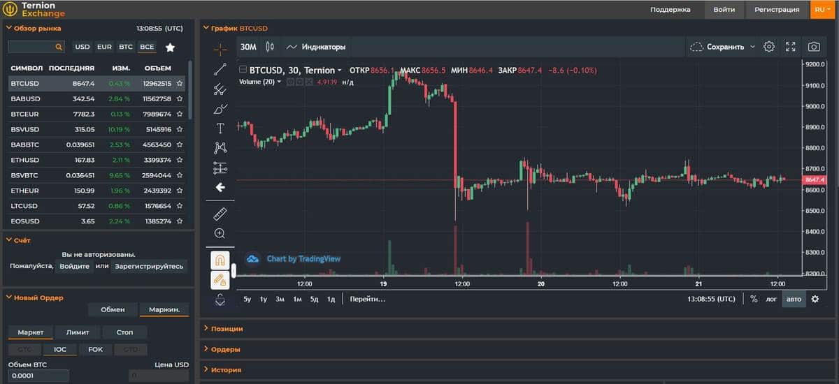 How to exchange cryptocurrency on the Ternion platform