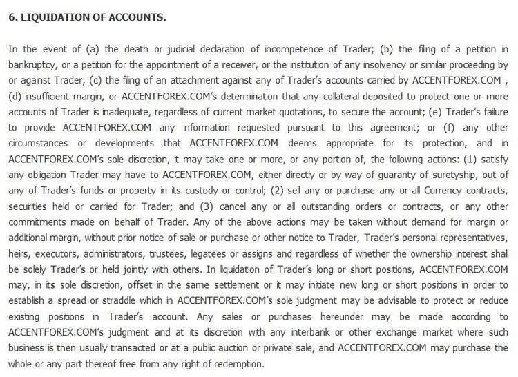AccentForex liqidation of accounts