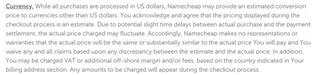 namecheap.com currency conversion