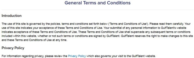 GulfTalent User Agreement