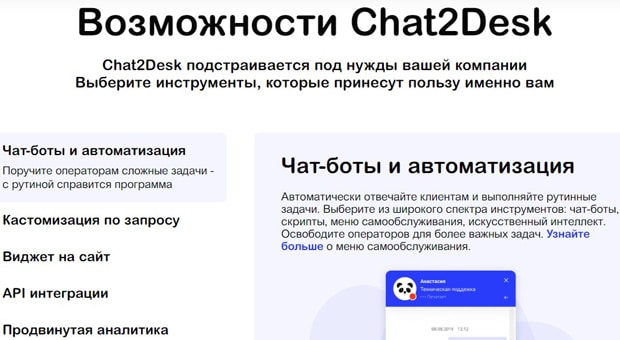 Chat2Desk features