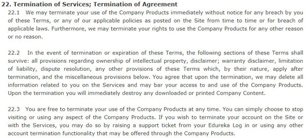 edureka.co user agreement