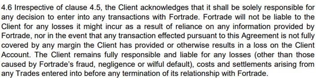 Fortrade User Agreement