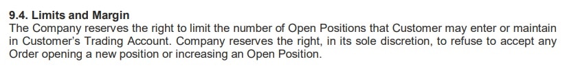 Traders Way limitation of open positions