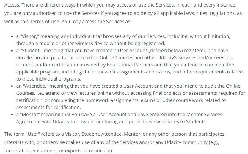 Types of Udacity accounts