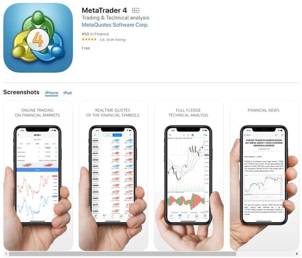 Valutrades mobile app