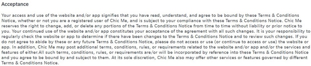 Chick Mee User Agreement