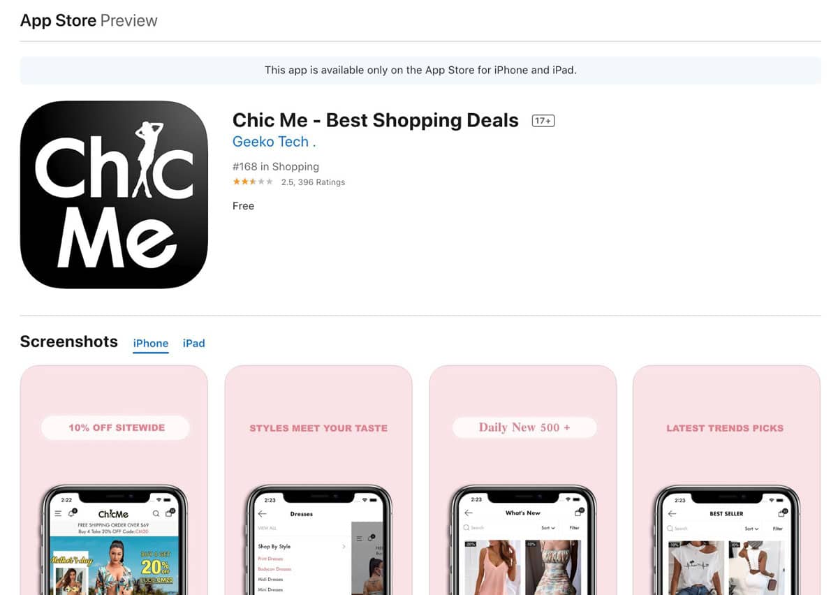 chicme.com mobile app