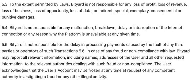 Bityard crypto exchange rules