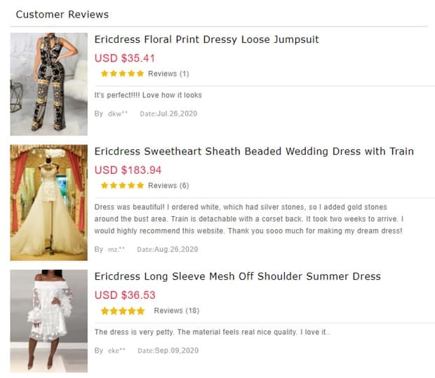 Ericdress reviews