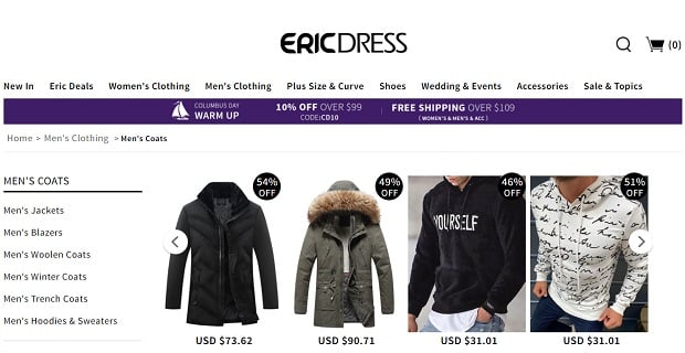 Ericdress menswear sale