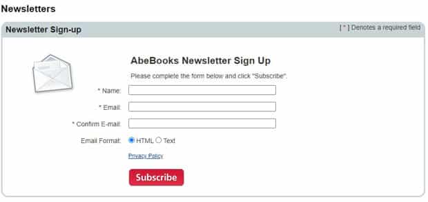 Abe Books store mailing list