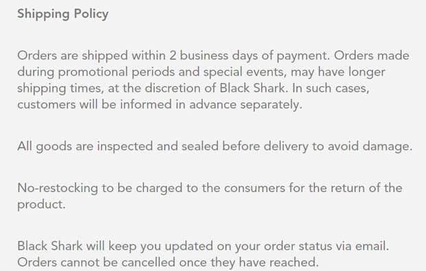Black Shark product delivery