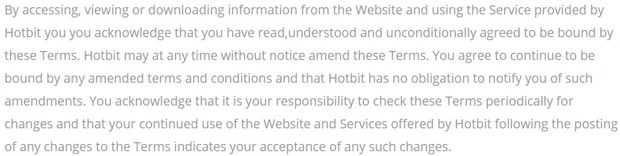 hotbit.io user agreement