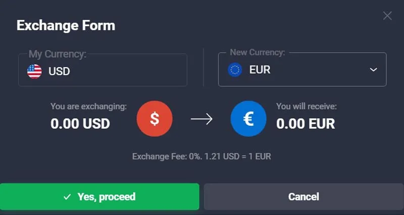 Quotex currency selection