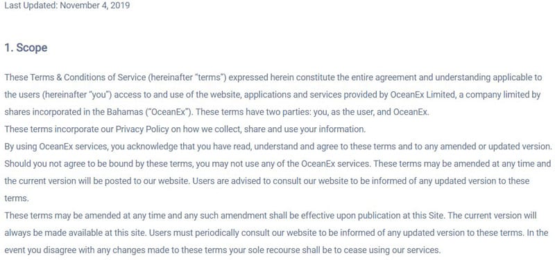 OceanEx User Agreement