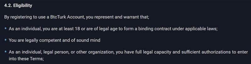 BtcTurk PRO.com age restrictions