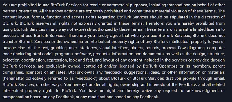 Btz turk PRO ban on the use of the service for commercial purposes