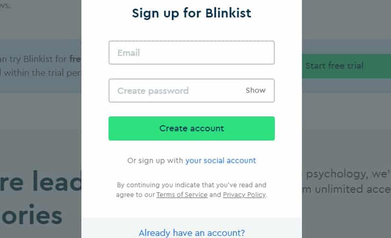 Blinkist Registration