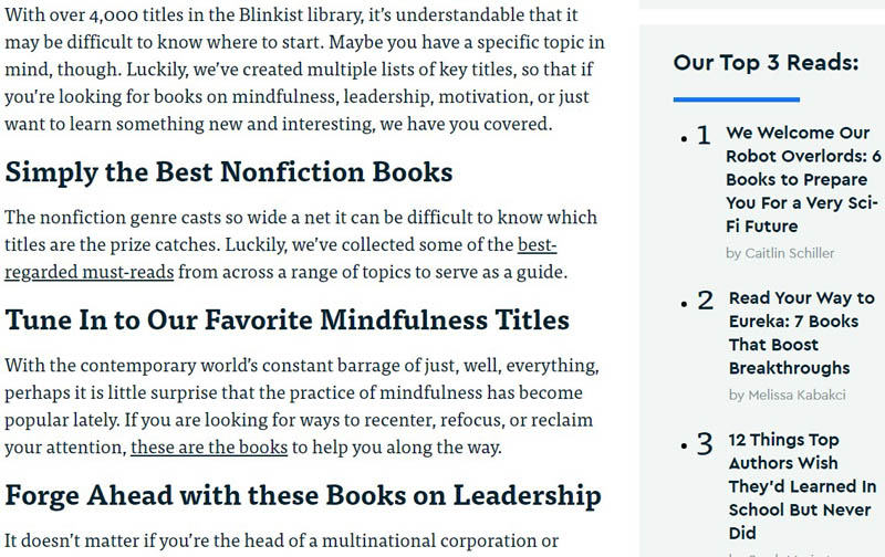 Blinkist helpful articles