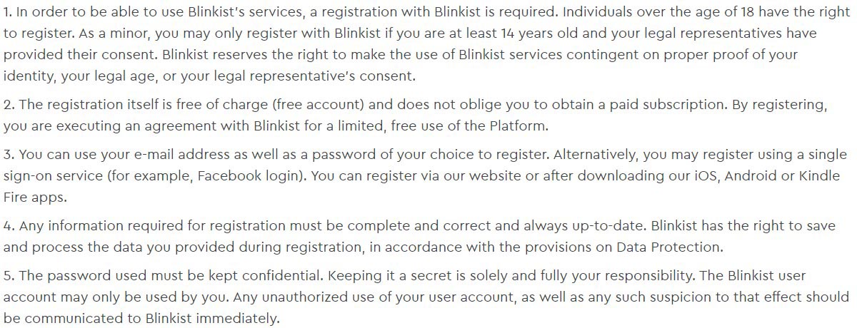 Blinkist User Agreement