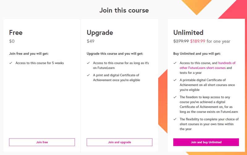 FutureLearn to pay for the course
