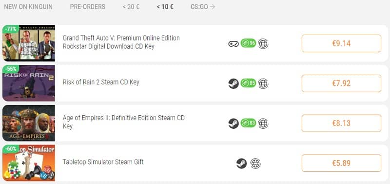 Kingoin games cheaper than 10 euros