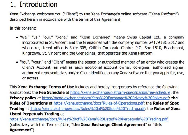 Xena User Agreement