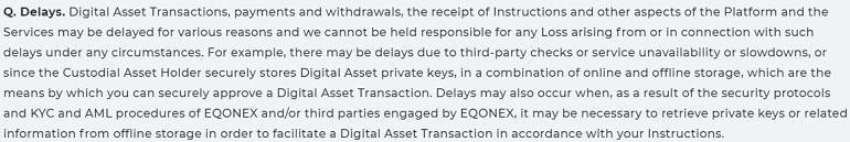 EQONEX transaction cancellation