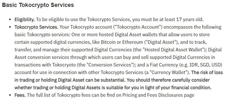 Tococrypto user agreement