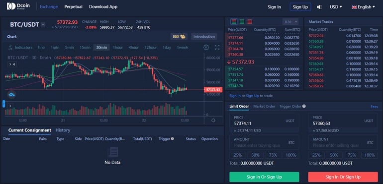 Dcoin Exchange to trade cryptocurrency