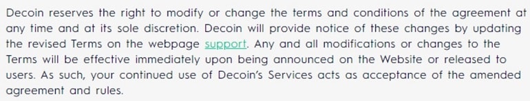 decoin.io user agreement