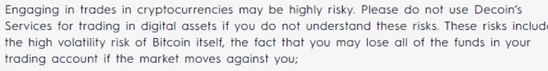 Decoin trading risks