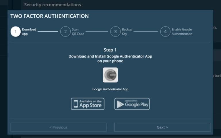 resfinex.com two-factor authentication