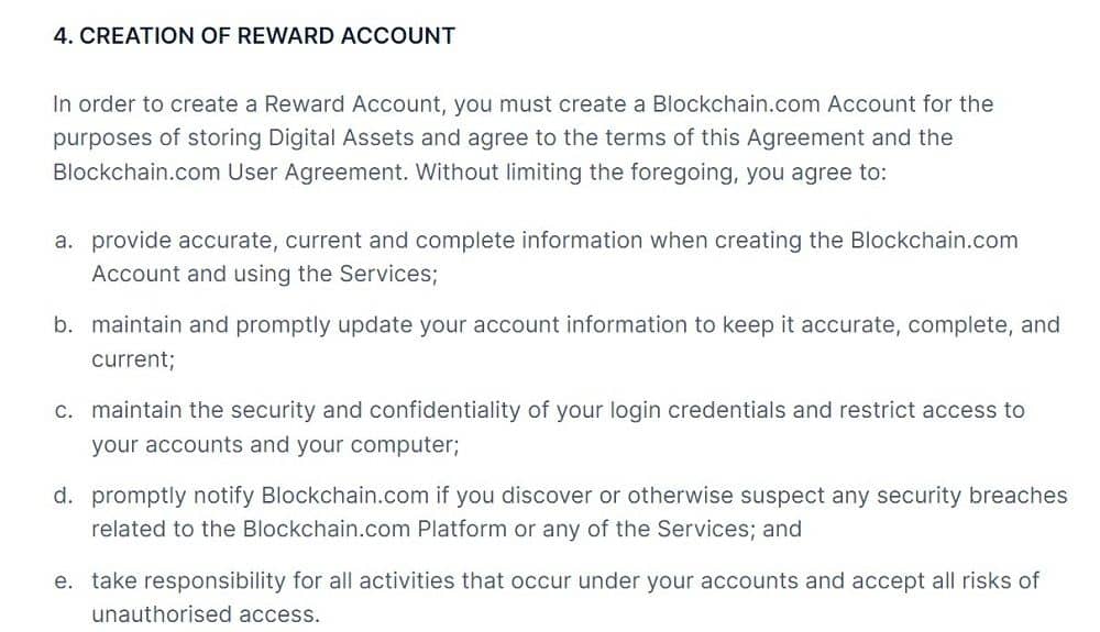 Blockchain reward account