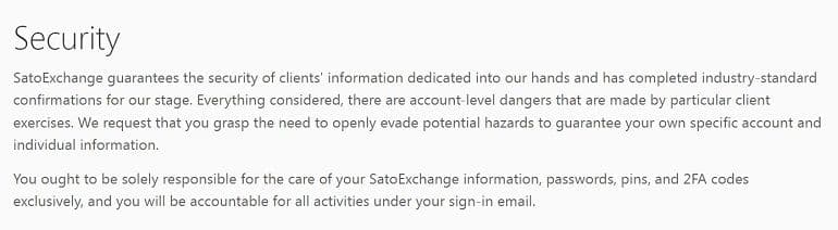 SatoExchange Security