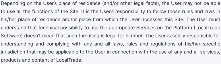 LocalTrade User Agreement