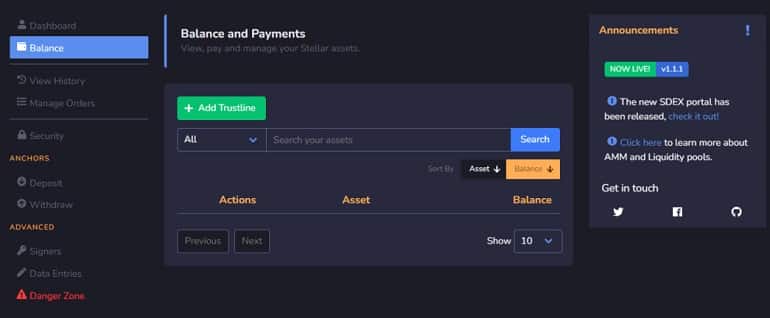 Stellarport withdraw funds