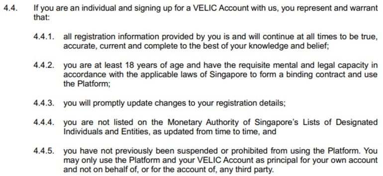 Velic conditions of registration