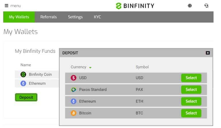 binfinity.io recharge