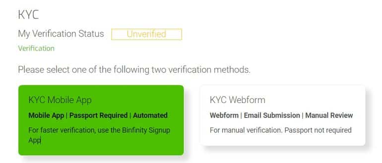 Binfinity verification