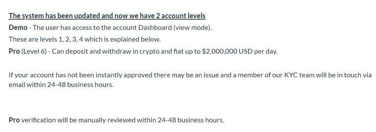 Coyfield levels of account verification