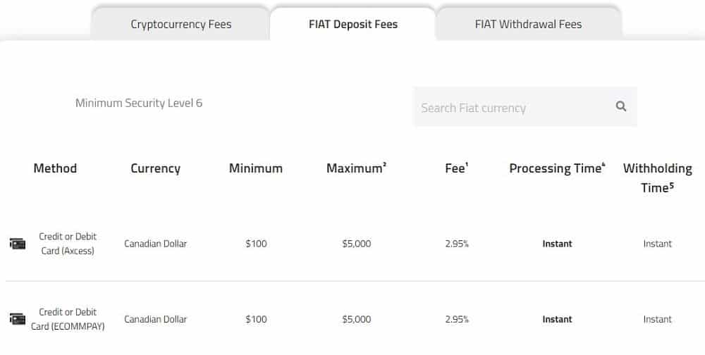 kainfield.com minimum amounts for withdrawal